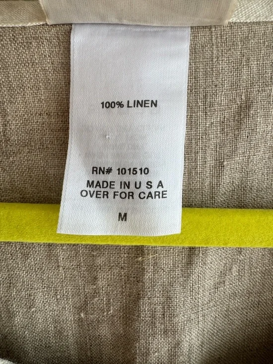 D Blue Vintage 100% Linen Ink Stamped Maxi Dress M - Picture 7 of 7